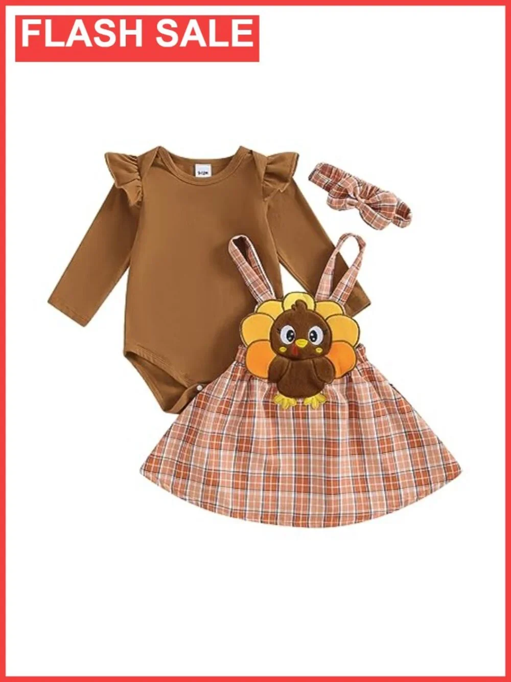 Baby Girl Fall Winter Outfit Long Sleeve Romper Suspender Skirt Set 3Pcs